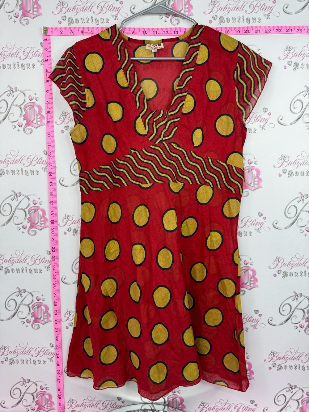 WAYAN dress boho  Bold Red & Mustard Print Top